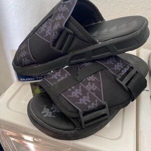 Kappa Black and Gray Slide Sandals
